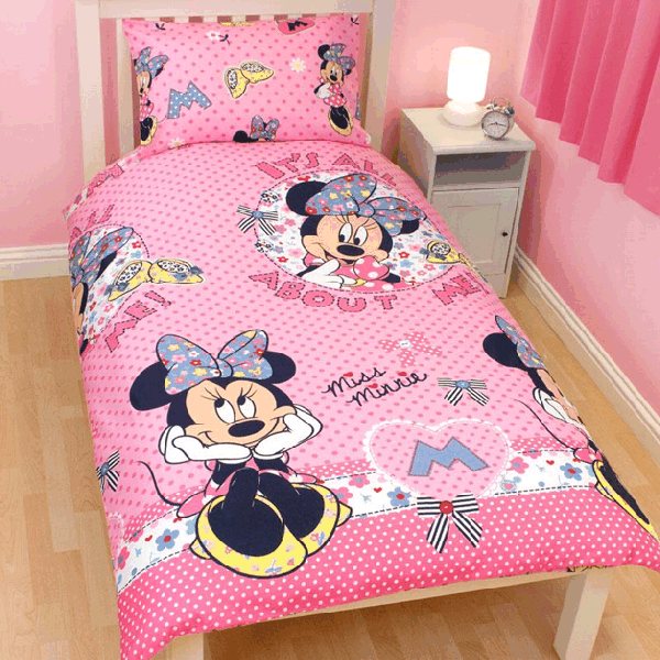 Minnie Maus   Bettwäsche Minnie Mouse rosa 75x50 135x200cm